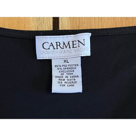 Carmen Marc Valvo Women's Black Rushed Zipper Detail Blouse.Top. Size XL - Picture 5 of 8